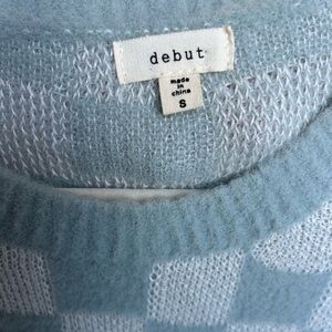Debut Light Blue Checkered Women's Sweater